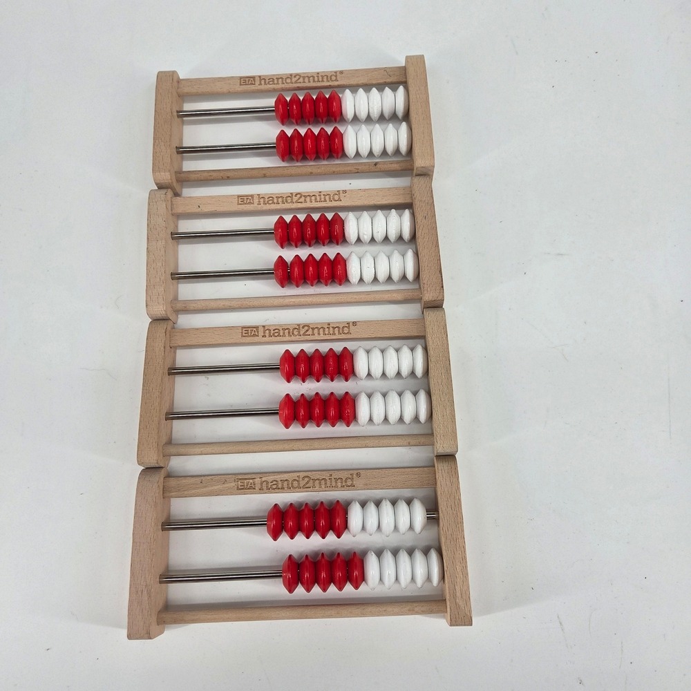 Hand2mind 20 Bead Rekenrek Wooden Math Manipulative Abacus Set of 4 Red White